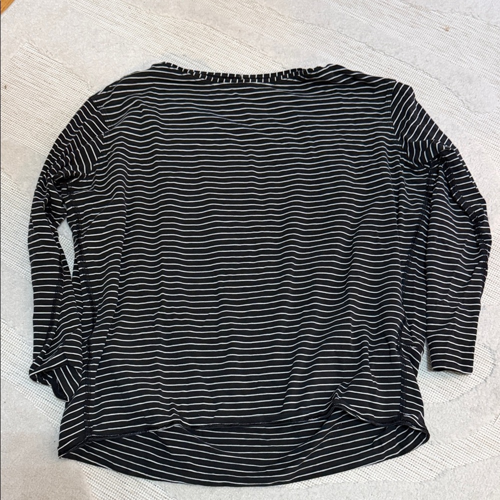 lululemon athletica Black and White Striped Long Sleeve Top